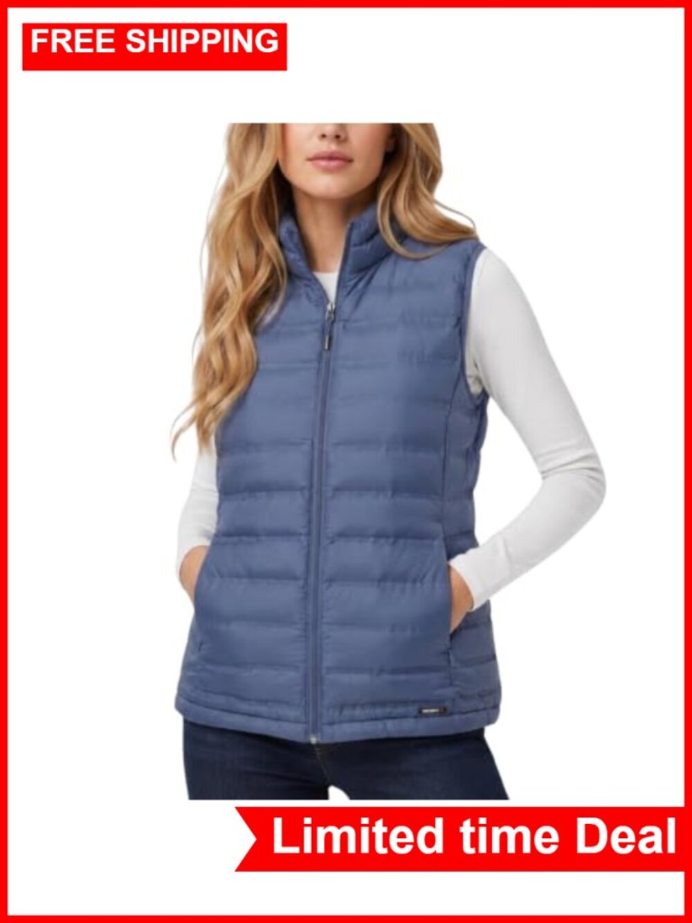 Packable Lightweight Quilted Puffer Vest Women Nylon Zip Front Sleeveless